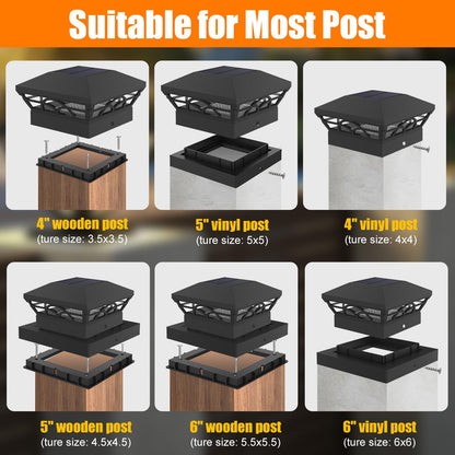 Rynx | T-Sun 6 Pack Solar Post Head Light, Waterproof Warm/Cool White For 4X4 5X5 6X