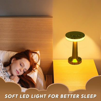 Rynx | Riakrum LED Table Lamp Set of 2, Touch Sensor, 3 Color Dimming, Rechargeable, Gold