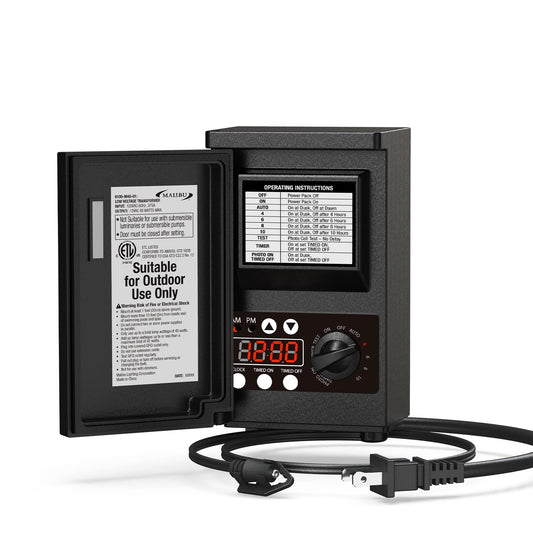 Rynx | Malibu Low Voltage Landscape Transformer 45W Low Voltage Landscape Lighting Power Supply 120V To 12V For Outdoor Landscape Path Lights Spotlights With Timer Photocell And Weatherproof Shield
