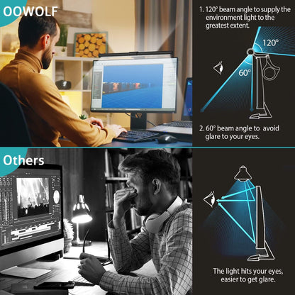 Rynx | Oowolf Eye-Friendly Screen Light With Remote Control, Cri=95, Dual Light, 3-Color Mode, Black
