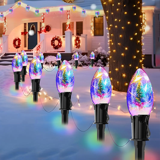 Rynx | Ajoniam Upgraded 45Ft C9 Christmas String Lights Outdoor, 40 C9 Led Bulbs with Stakes, Expandable Waterproof Christmas Lights F