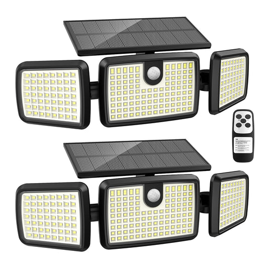 Rynx | Mihani Sollys Outdoor, 3 Head Motion Sensor, 2500Lm, 232 Leds, 2-Pack, Black