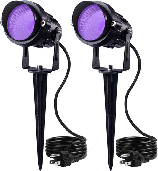 Rynx | Sunvie Outdoor Black Spotlight Halloween, 12W Purple LEDs, Waterproof, US Plug, 90 Degree Beam, Ideal For Parties, Clubs, Bars, Gyms, Decoration, 2 Pack