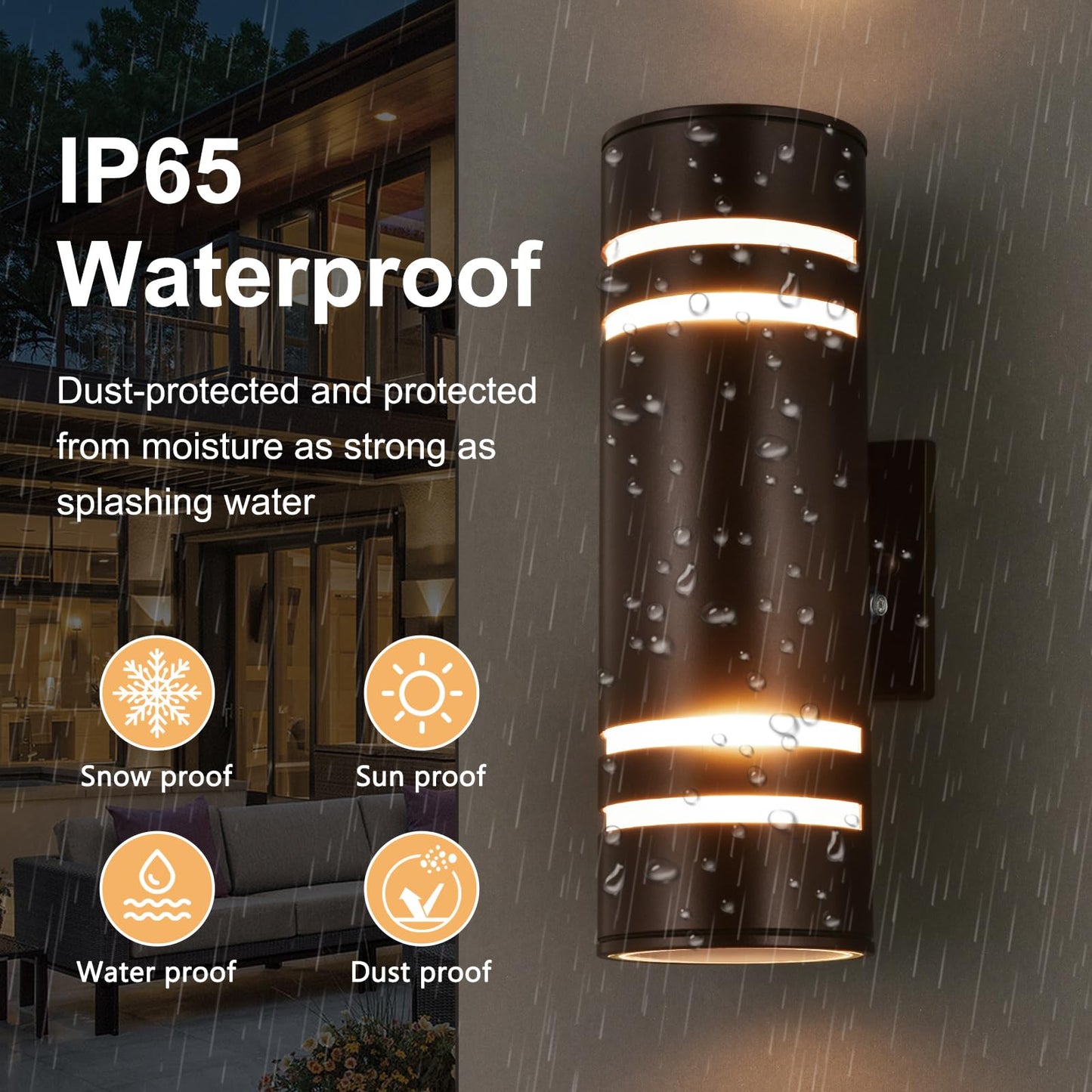 Rynx | Housen Solutions Ip65 Waterproof Outdoor Light Fixture, Oil Rubbed Bronze Wall Mounted Porch Light