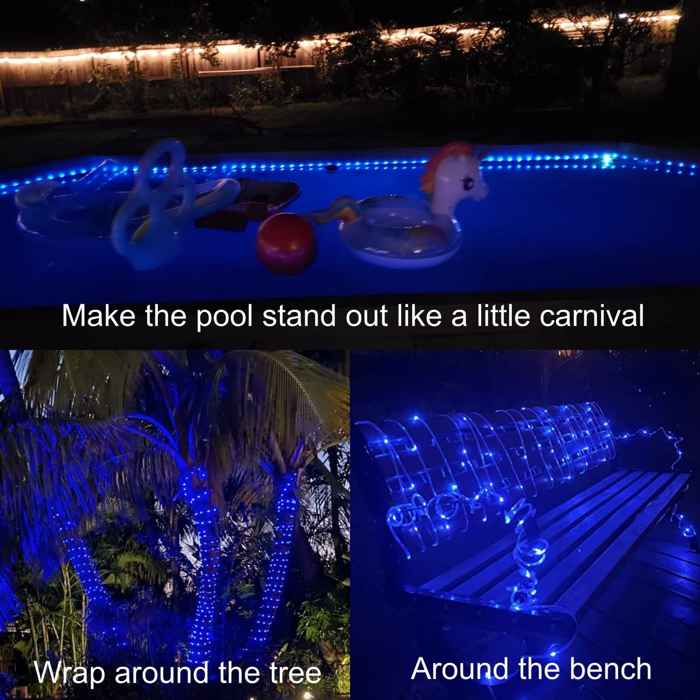Rynx | Qitong Blue Solar String Lights, 2 Pack 33Ft 100L, PVC Fairy Lights for Outdoor Decoration
