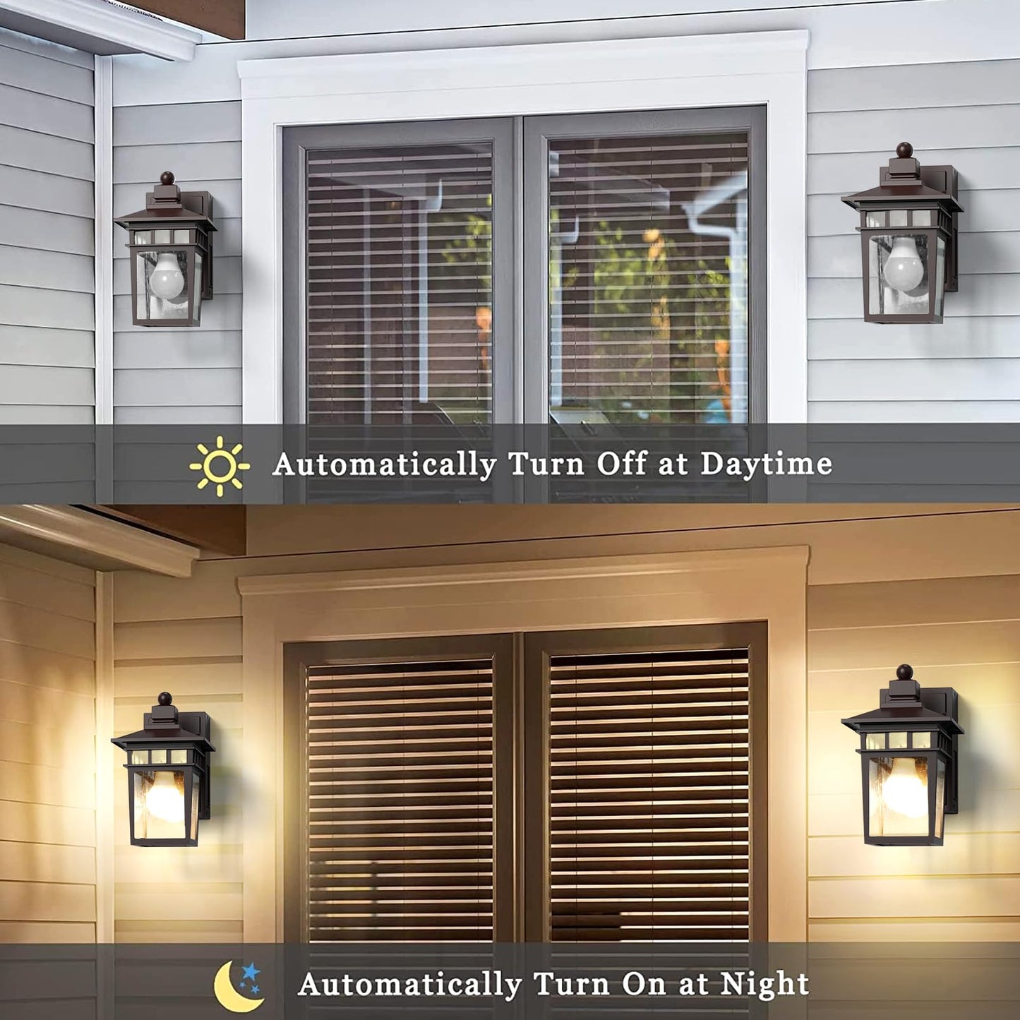 Rynx | Apoto Bronze Outdoor Wall Lamp With Gfci Outlet, Waterproof Dawn To Dusk Lighting Fixture, E26 Base