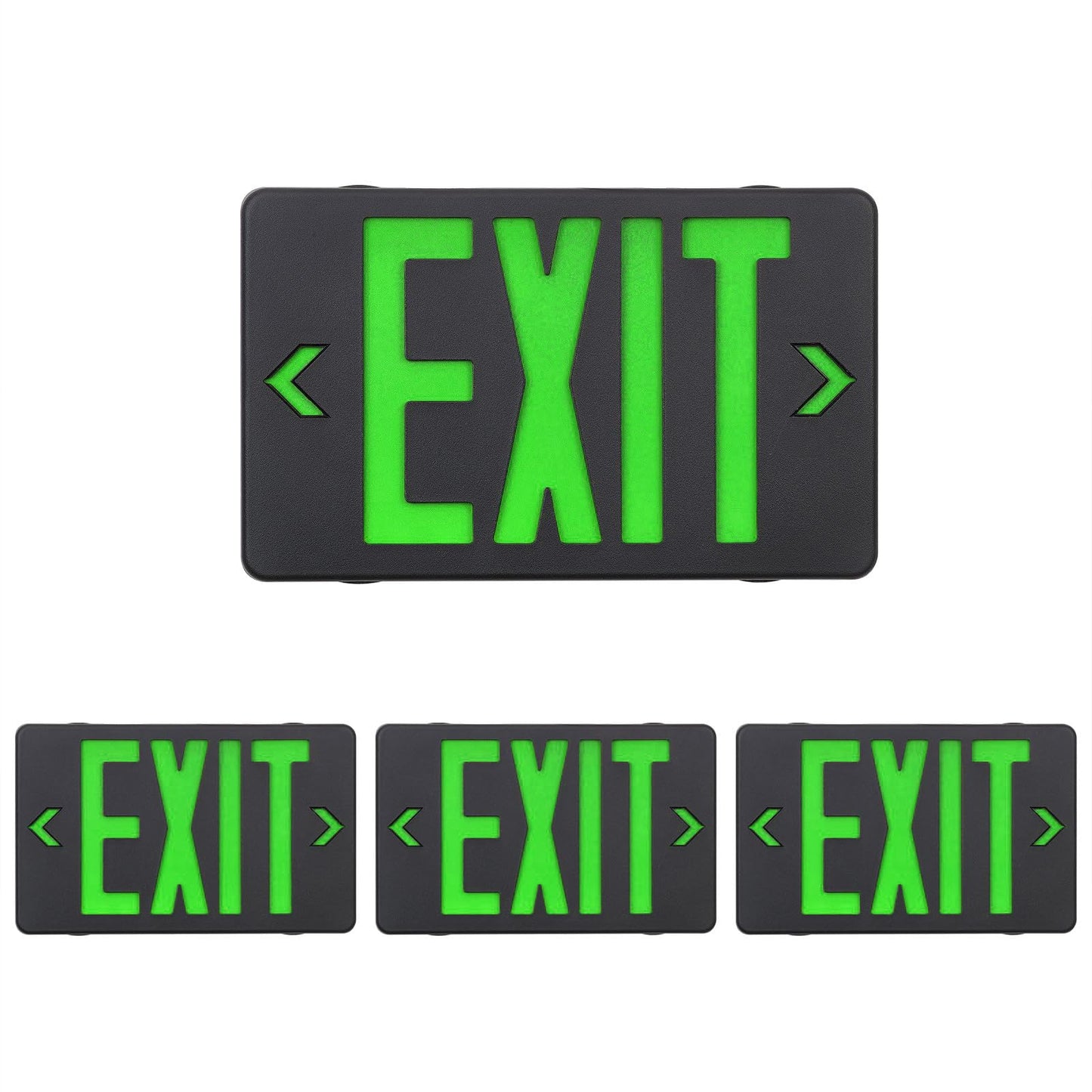 Rynx | Gzruiyang Green Exit Sign With Black Cabinet, Led Emergency Exit Light With Battery Backup, Ul Listed, Ac 120/277V, Exit Sign W