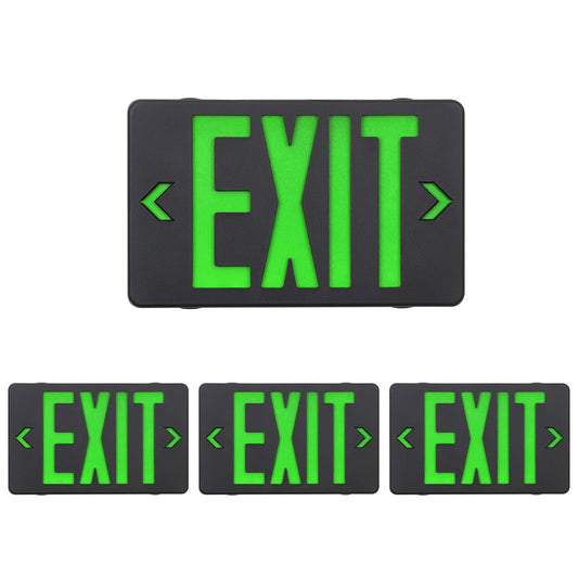 Rynx | Gzruiyang Green Exit Sign With Black Cabinet, Led Emergency Exit Light With Battery Backup, Ul Listed, Ac 120/277V, Exit Sign W