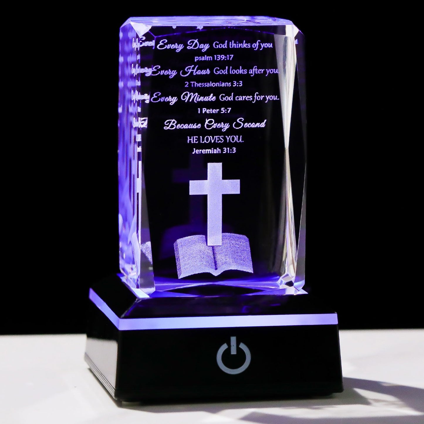 Rynx | Movdyka 3D Crystal Christian Gifts For Women Men Inspiring Bible Verses Religious Memorabilia With Colorful LED Night Light, Enc