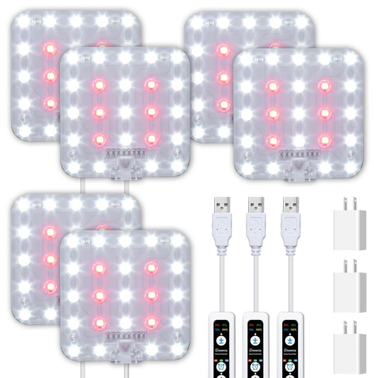 Rynx | Dommia Growth Light, Rectangular 4 Dimmable Full Spectrum High Ppfd With Optical Lens, Automatic On/Off And 6/12/16H Timer, Suitable For Seed Starting And Easy To Install, 3 Pack