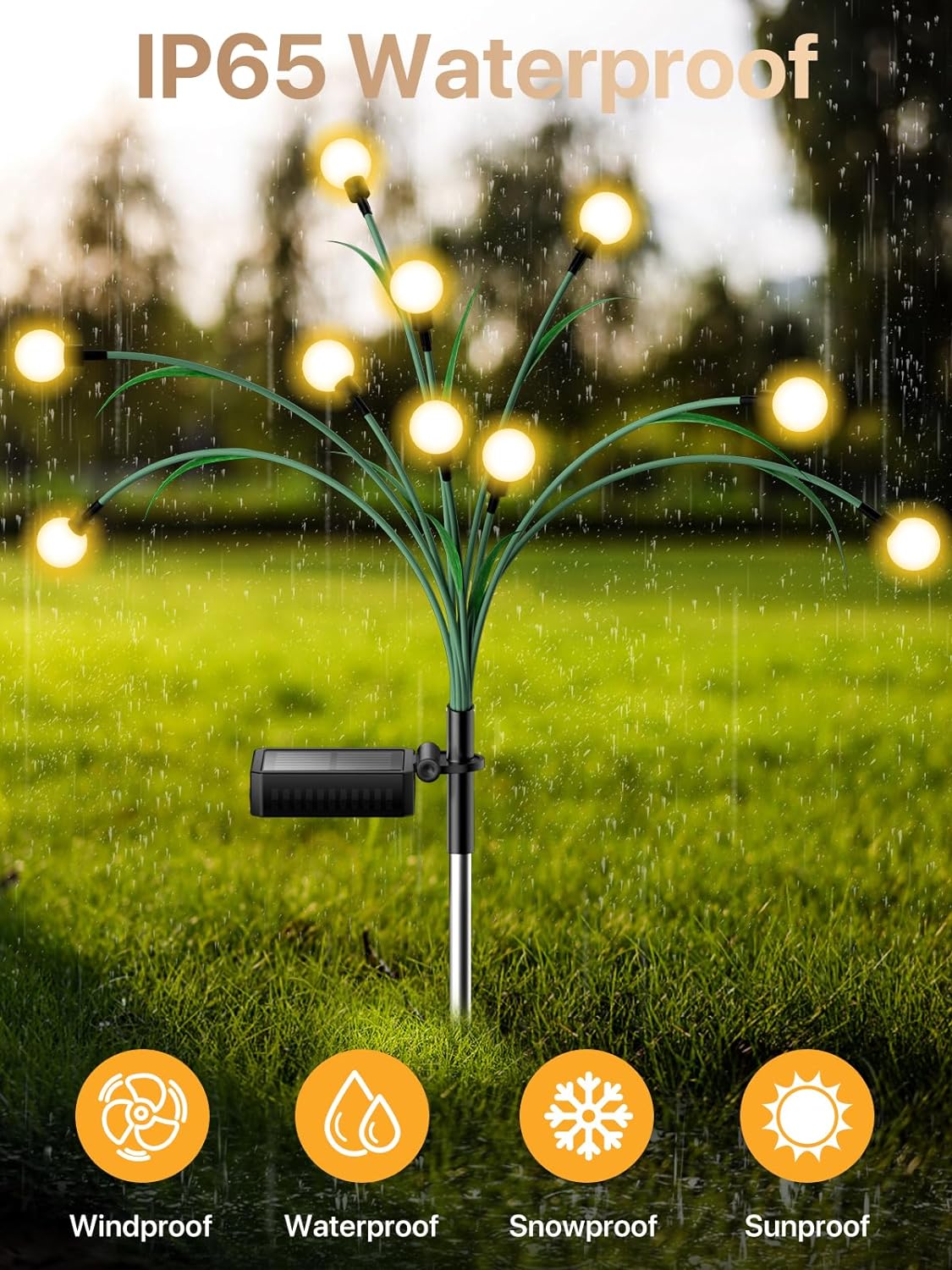 Rynx | Solar Garden Lighting - 2024 New Improved Leaf Design 10 LED Solar Fireworks Lights
