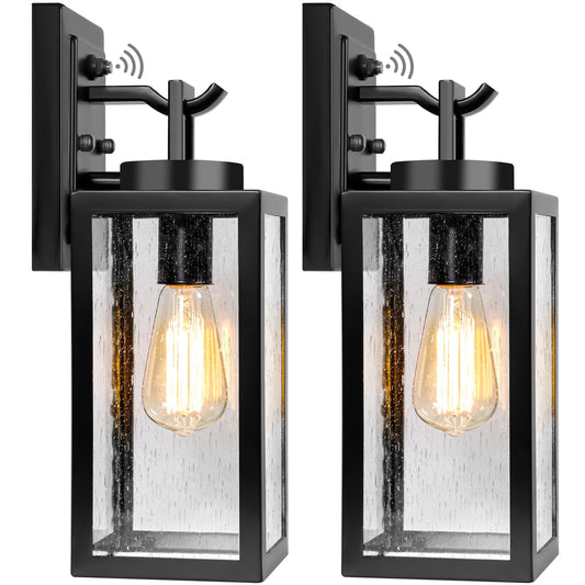 Rynx | Verron Dusk To Dawn Outdoor Wall Lamps, 2 Packs, Waterproof Matte Black, Garage & Porch Light Sources
