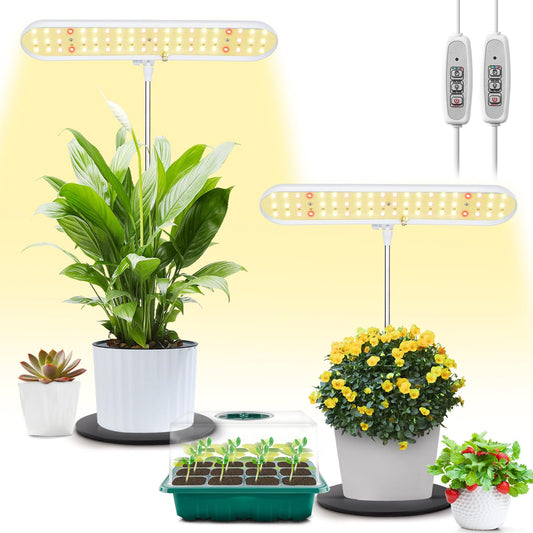 Rynx | Foxgarden® Growth Light, Full Spectrum Desk Grow Lamp With Base, Bright Led Plant Light With Automatic On/Off Timer 4/8/12H, 4 Dimmable Brightness Levels, Height Adjustable, Ideal For Indoor Plants, 2 Packs