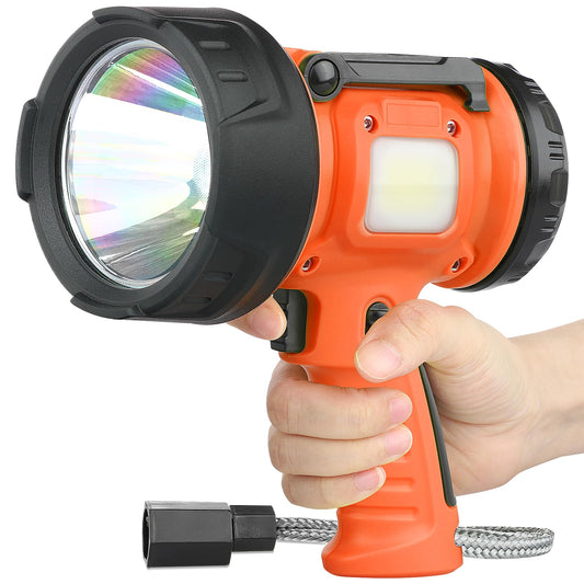 Rynx | Wenfeng Rechargeable Spotlight String With 1000,000 Lumen Led, Ip65 Waterproof Spotlight Handheld Work Light With Foldable Stand And Red Lens - Orange