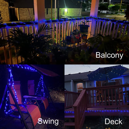 Rynx | Qitong Blue Solar String Lights, 2 Pack 33Ft 100L, PVC Fairy Lights for Outdoor Decoration