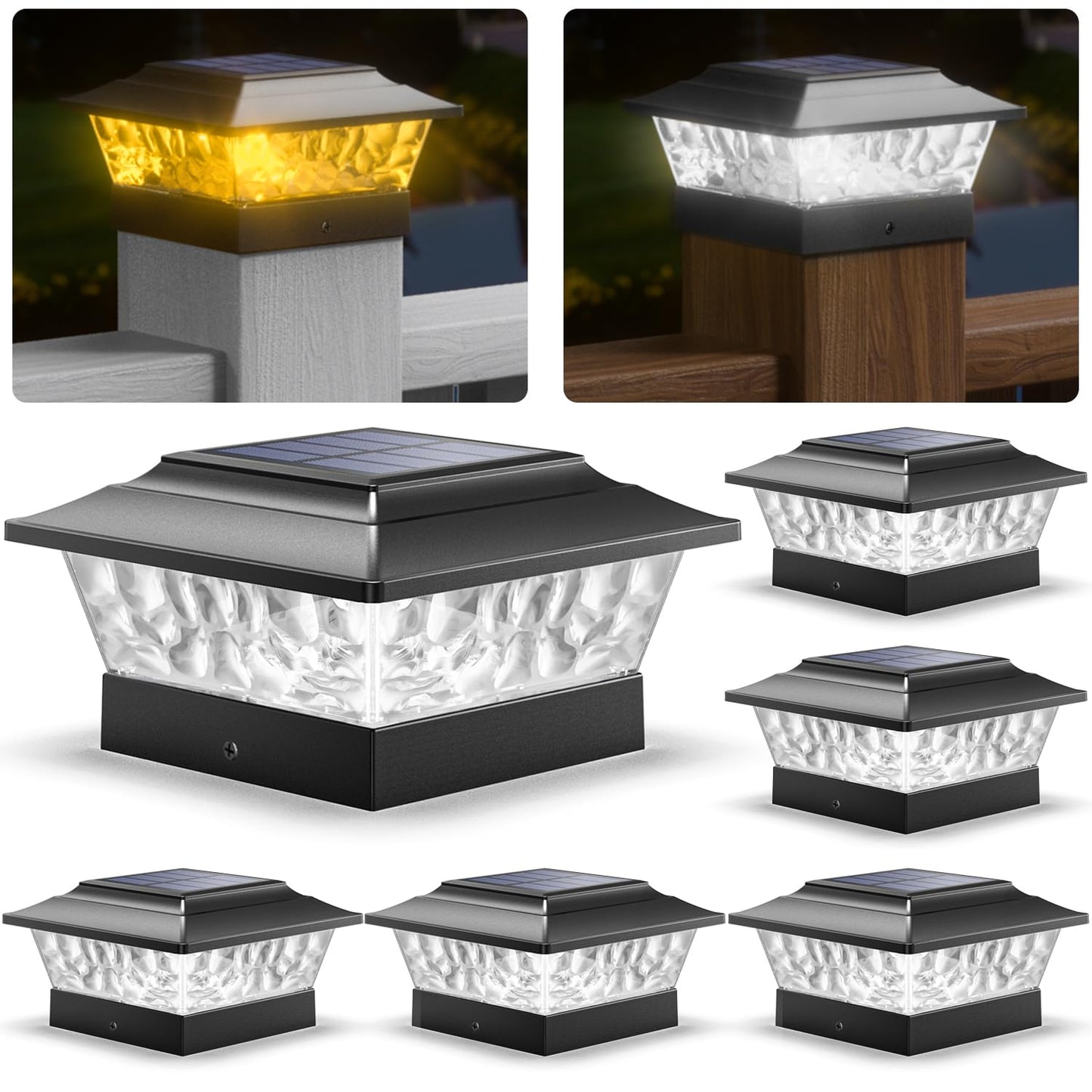 Rynx | Siedinlar Solar Coating Light Outdoor 12 LEDs 4 Modes Post Head Light For 4X4 5X5 6X6 Vinyl Wood Deck Fence Posts Patio Garden De