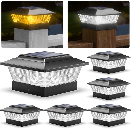 Rynx | Siedinlar Solar Coating Light Outdoor 12 LEDs 4 Modes Post Head Light For 4X4 5X5 6X6 Vinyl Wood Deck Fence Posts Patio Garden De