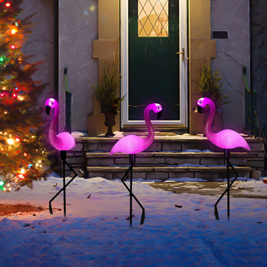 Rynx | Ratopo Solar Flamingo Light 3 Pcs, Waterproof Solar Garden Light Outdoor Decor, Pink Flamingo Garden Decor, Birthday Christmas New Home Gift, For Yard Lawn Walkway Path