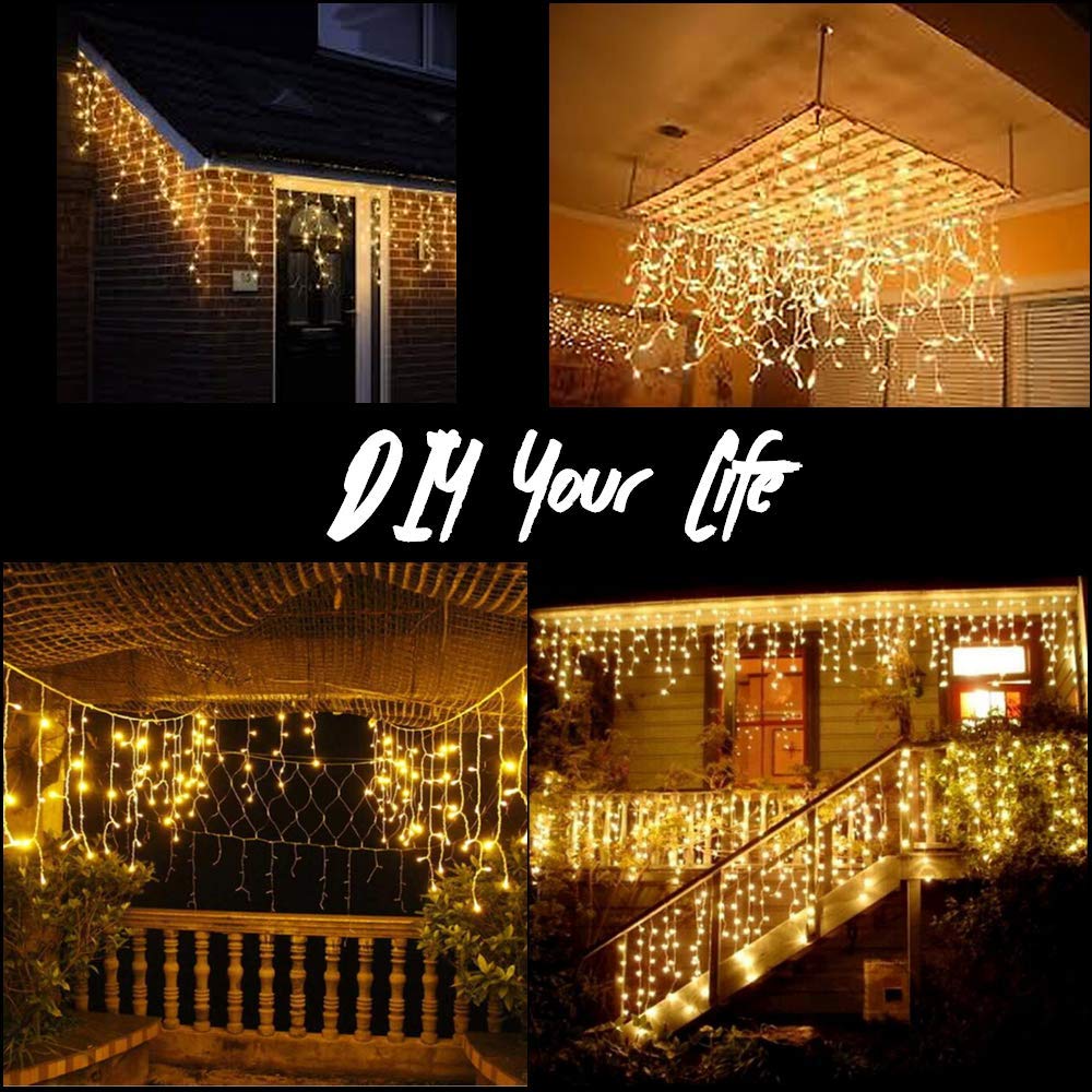 Rynx | Toodour 360 LED Christmas icicle lights, 29.5Ft warm white light string for holiday decoration