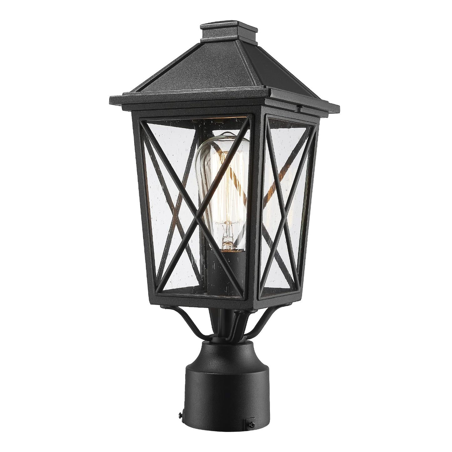Rynx | Luminzone Outdoor Post Light Outdoor Pole Lantern Light Fixture Sped Glass Outdoor Lamp Post Light, Patio Column Light