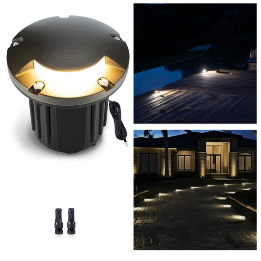 Rynx | Gardenreet Brass Well Light - 12V Waterproof Outdoor In-Ground Landscape Lighting, Led Replaceable Bulb Ip65 Low Voltage Fixture