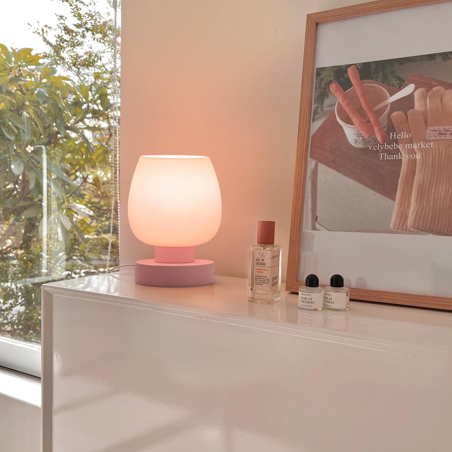 Rynx | Onewish Pink Touch Nightstand Lamps Set of 2, Dimmable Nightstand Lighting, Modern Design
