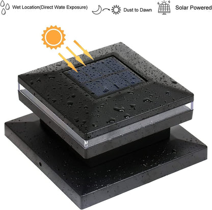 Rynx | Viewsun Solar Posthead Light Sources 12 Pack - Black LED Hedge Decor For 4X4 & 6X6 Wooden Pillars