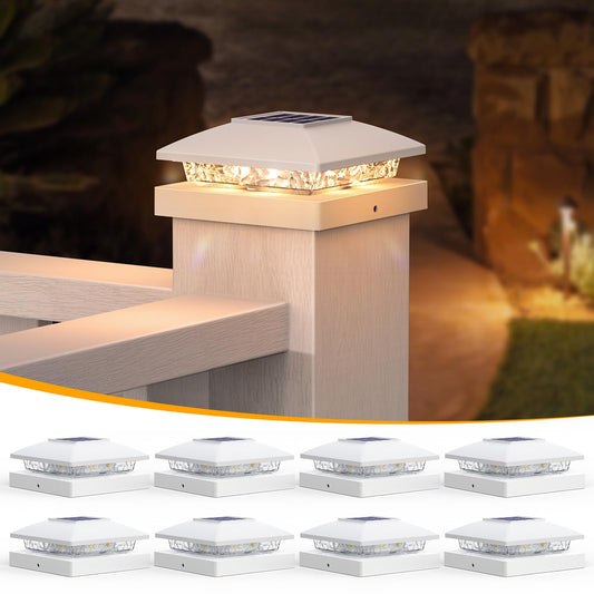 Rynx | Aponuo Solar Post Light, 15Lm Warm White LED, Dusk to Dawn, Ip65 Waterproof, Solid Outdoor Lighting Decor for Garden, Terrace