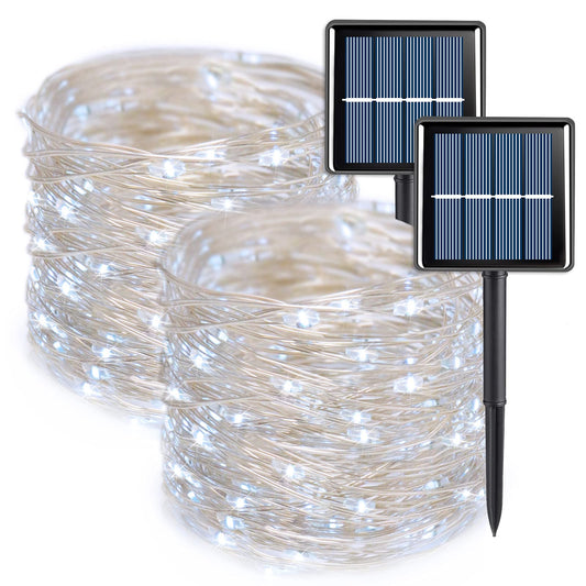 Rynx | Qitong 144Ft White Solar Light, 400Led Outdoor String Light, 8 Modes, Waterproof
