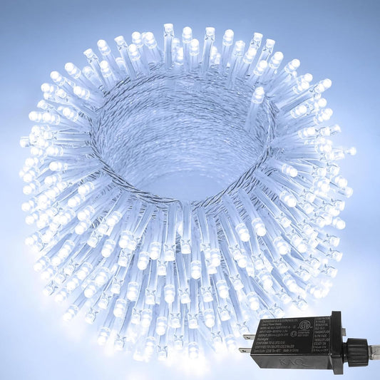 Rynx | 66 Foot 200 Led Christmas Light Strings Outdoor/Indoor, Expandable Blinking Fairy Lights Waterproof Clear Wire With 8 Modes & Timer Function For Garden Bedroom Terrace Christmas Tree Decorations (Cold White)