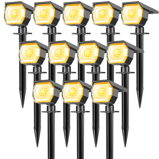 Rynx | Peasur 12 Pack Solar Spot Light - Outdoor Waterproof 2-In-1 Automatic On/Off Solar Landscape Lighting For Outside Garden, Wall, Garden