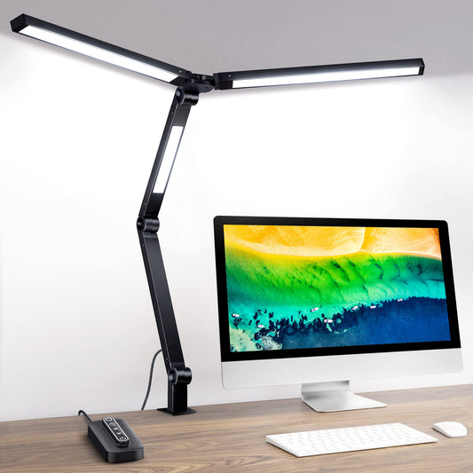 Rynx | Mediacous Led Desk Lamp With Clamp - 20W, 3 Lights, 4 Color Modes, Eye Caring And Flexible
