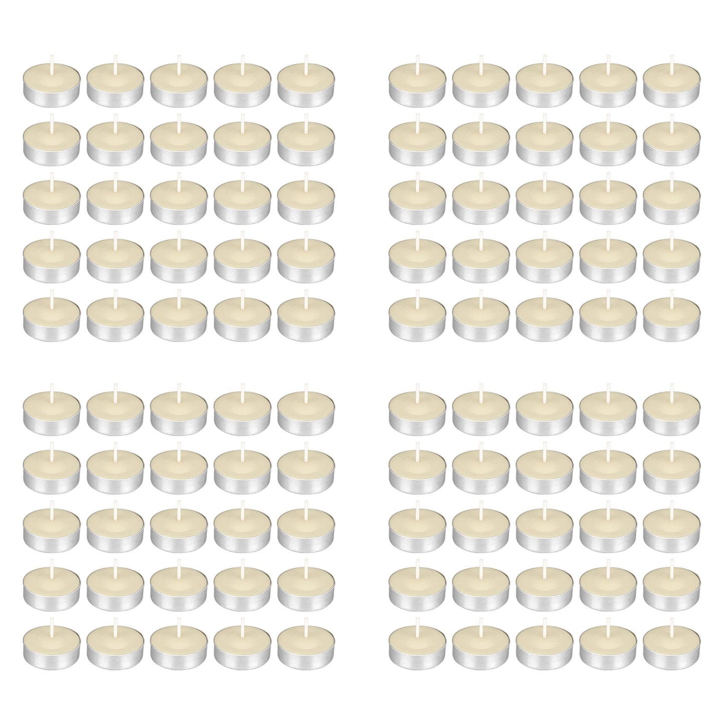 Rynx | Mega Light 100 Pcs Unscented Ivory Tealight Candles, Pressed Wax Candles 3.5 Hour Burn Time, For Home Decoration, Wedding Celebrations, Baby Showers, Birthdays, Celebrations, Party Favors & More