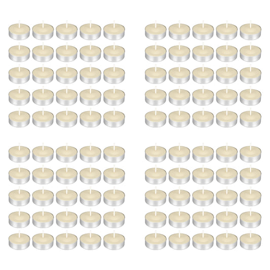 Rynx | Mega Light 100 Pcs Unscented Ivory Tealight Candles, Pressed Wax Candles 3.5 Hour Burn Time, For Home Decoration, Wedding Celebrations, Baby Showers, Birthdays, Celebrations, Party Favors & More