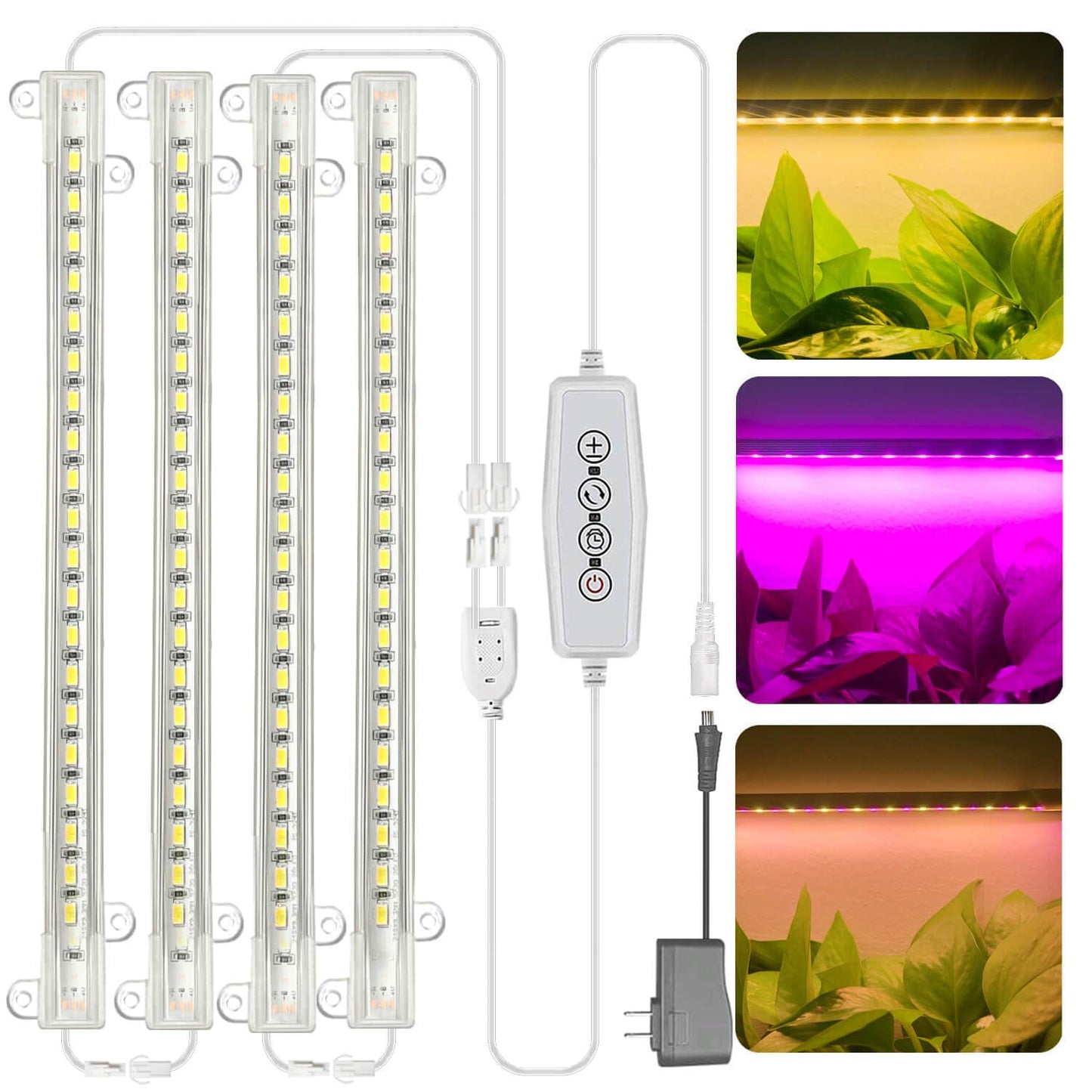 Rynx | Grow Light For Indoor Plants Abonnyc 96 Leds Plant Grow Light Strips 10 Inches Warm White Light & Red Light Full Spectrum With Auto On/Off Timer Sunlight Similar Small Grow Lamp For Hydroponics Succulents, 4 Bars