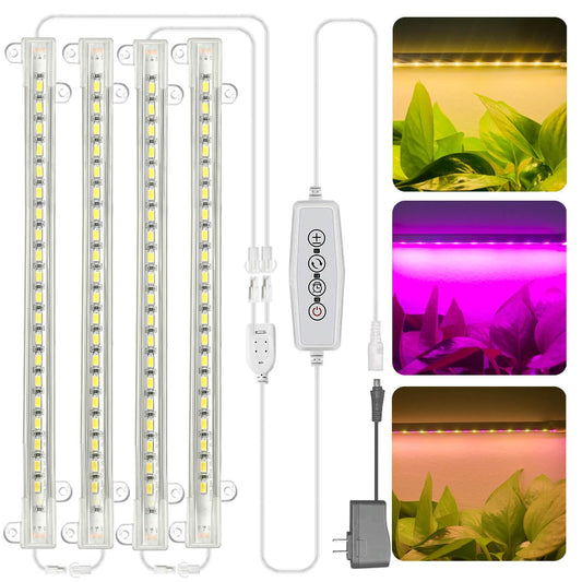 Rynx | Grow Light For Indoor Plants Abonnyc 96 Leds Plant Grow Light Strips 10 Inches Warm White Light & Red Light Full Spectrum With Auto On/Off Timer Sunlight Similar Small Grow Lamp For Hydroponics Succulents, 4 Bars