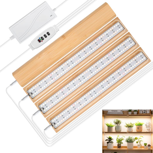 Rynx | Foxgarden® Grow Light, Bamboo Full Spectrum Plant Light Strip For Indoor Plants, 384 LED Lights Strong Grow Lamp With Auto On/Off Timer 4/8/12H, 3 Switch Modes, 10 Dimmable Levels, 4 Strips With 1 Controller