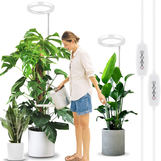 Rynx | Lordem 10" Growth Light For Indoor Plants, Full Spectrum Plant Lamp With 160 LEDs, 4H/8H/12H Timer, 10 Dimmable Levels, 3 Spectrum Modes, Height Adjustable 61", Ideal For Large Tall Plants, Pack Of 2