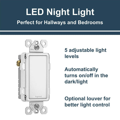 Rynx | Legrand Radiant Led Night Light Socket, Fully Adjustable, White, For Hallways & Stairs