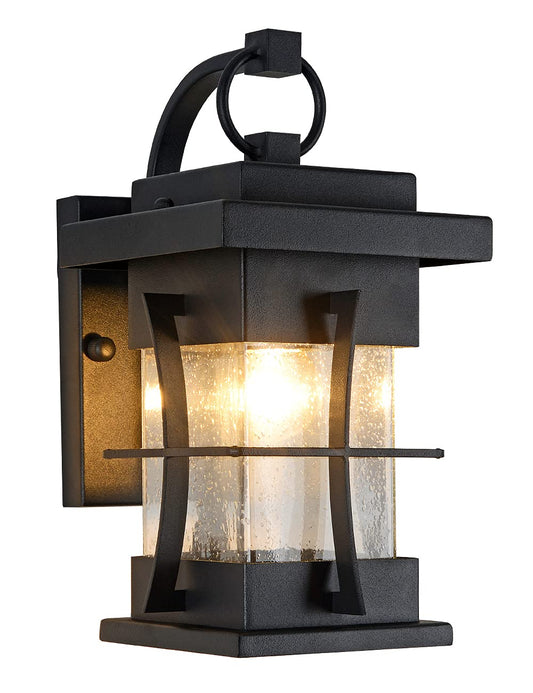 Rynx | Delicavy Small Outdoor Wall Lamp, Ip65 Waterproof Black Metal with Clear Spiraled Glass