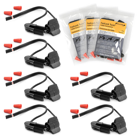 Rynx | Low Voltage Cable Connector (6 pcs) Quick Lock Twist 12-18 Gauge Cable Connectors for Outdoor Landscape Lighting Floodlights
