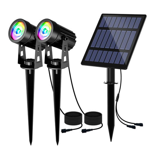 Rynx | T-Sun Rgb Color Changing Solar Spotlights - Led Waterproof Outdoor Security Wall Lights