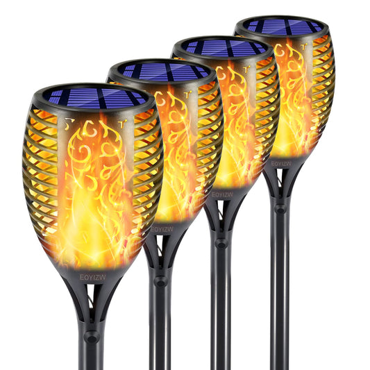 Rynx | Eoyizw Solar Light Outdoor 4 Pack, 99 LEDs Solar Torch Light With Flaming Flame- Ip65 Waterproof Solar Garden Light, Solar Powered Outdoor Light For Veranda Garden Patio Halloween Decorations
