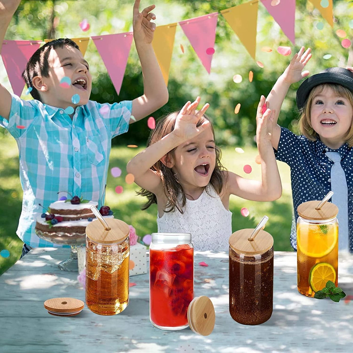 Rynx | Elegant Can-Shape Glass Tumbler Set - 4 Premium Cups for Luxurious Drinking Experiences