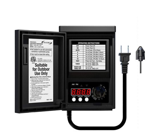 Rynx | Malibu 120 Watt Power Supply With Sensor And Weather Shield For Low Voltage Landscape Lighting Spotlight Outdoor Transformer 120V Input 12V Output 8100-9120-01