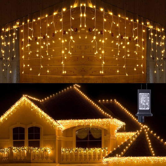 Rynx | Toodour 360 LED Christmas icicle lights, 29.5Ft warm white light string for holiday decoration