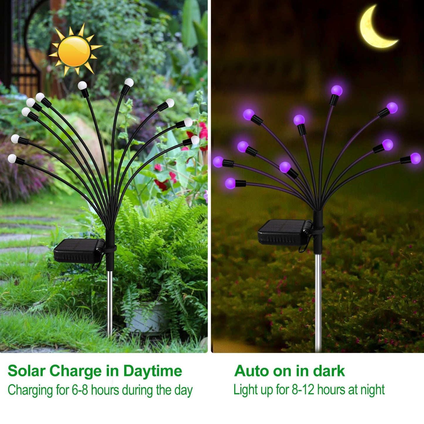 Rynx | Kohlrabi Solar Garden Light, 20 LED Purple Glittering, Waterproof 2 Pack for Garden & Terrace Decor