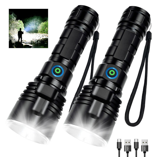 Rynx | Milaoshu 990,000 High Lumen Rechargeable Flashlights - 2 Pack, Waterproof Led Flashlight For Camping