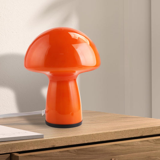 Rynx | Notoc Flame Red Glass Mushroom Lamp - Vintage Style Nightstand & Home Decor With 3 Color Bulbs