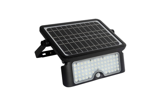 Rynx | Eleding 1100 Lumen Black PIR Motion Sensor Activated Solar Energy Outdoor LED 5-in-1 Floodlight For Parking Area Garage Garden Backyard Garden Deck Path Camping